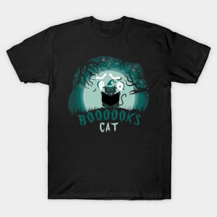 cat and Ghost Book Reading Halloween funny gifts T-Shirt